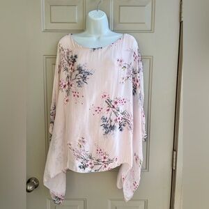 M Made in Italy XL Silk Blend V-Neck Blouse – Lined, Long Sleeve, Elegant